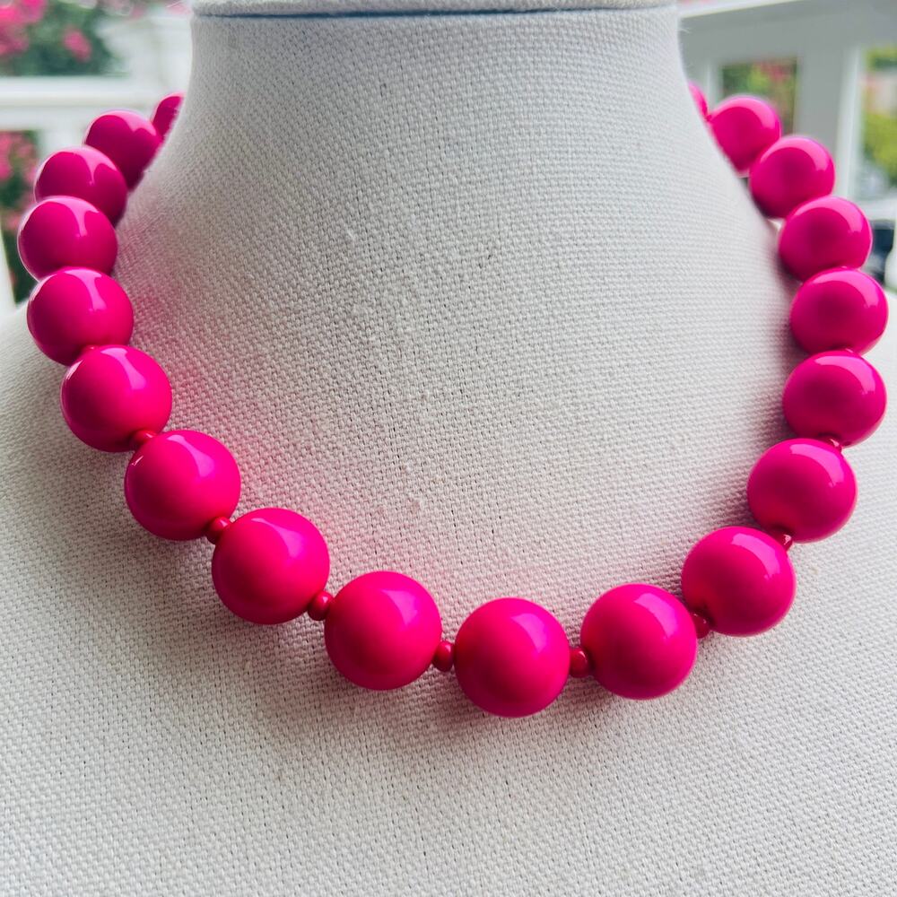 BaubleBar Hot Pink Bubblegum Bead Statement Necklace Y2K Maximalist Style